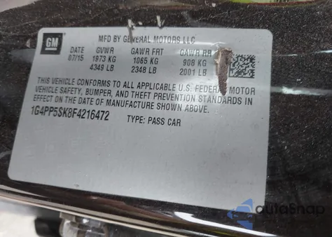 2015 Buick Verano z USA, uszkodzony, nr VIN 1G4PP5SK8F4216472